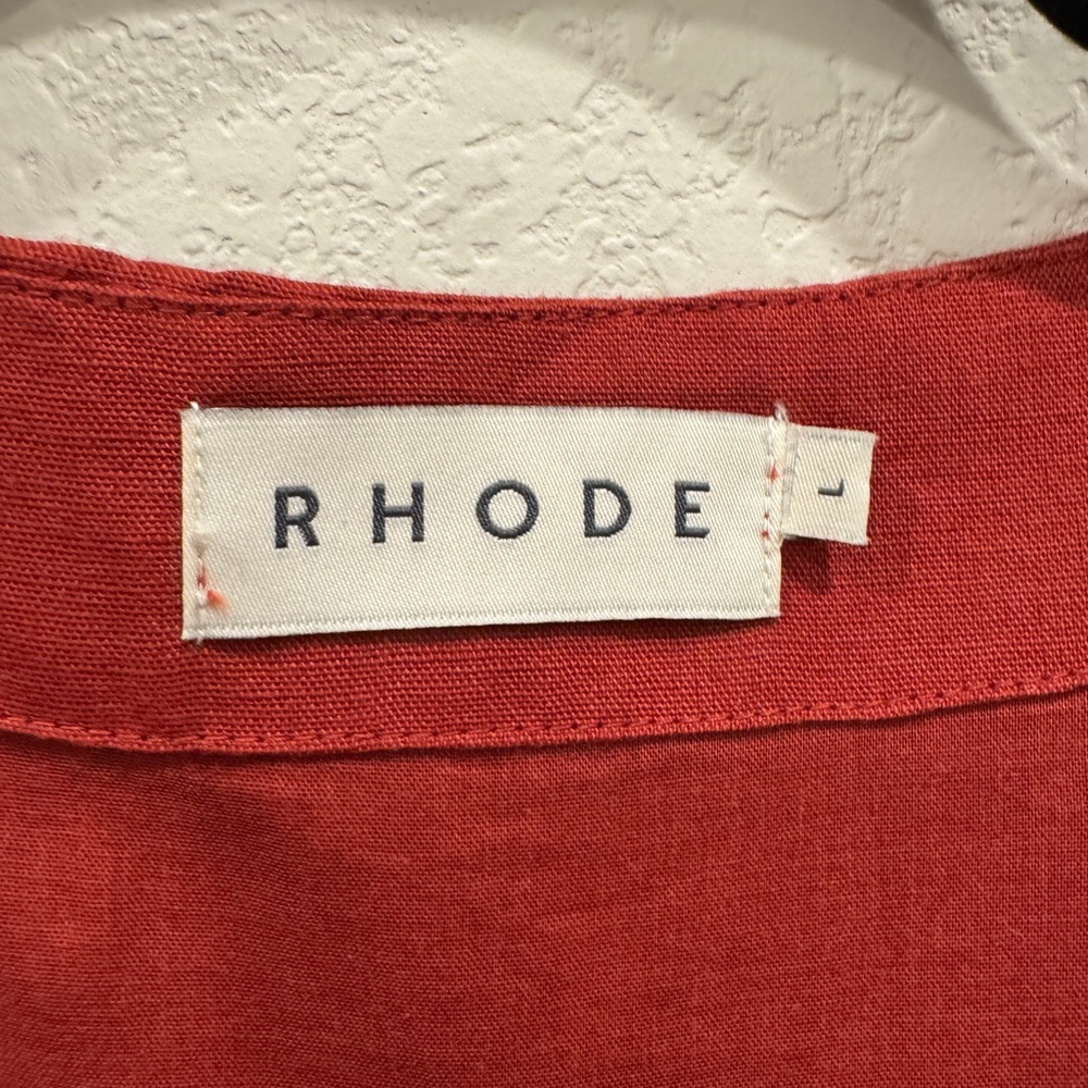 RHODE Rust Midi Dress with Black Embroidery Detailing - Picture 9 of 9